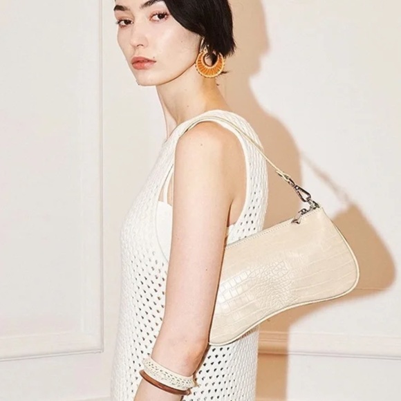 JW PEI Croc-Embossed Vegan Leather Light Pink / Cream Mini Bag - Picture 1 of 11